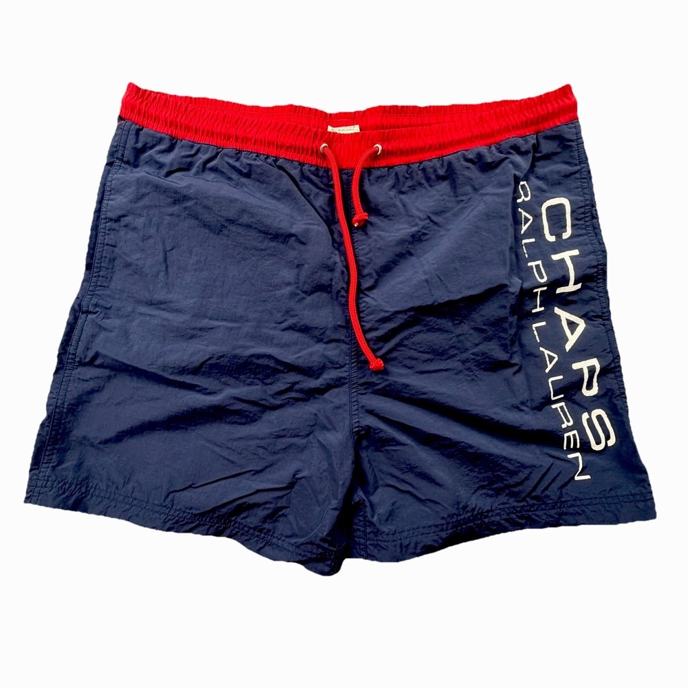 Chaps Ralph Lauren Swim Trunks‎ Navy Red Mesh Lined Men's Large